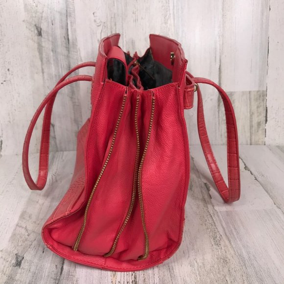 Olivia + Joy coral briefcase style shoulder tote - Picture 8 of 11